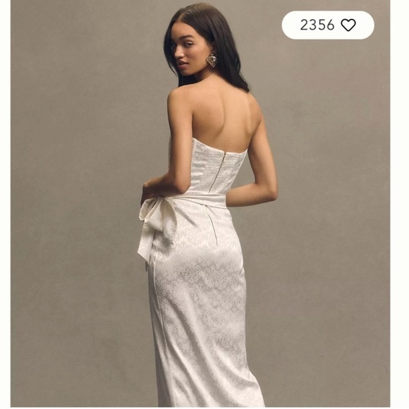 V. Chapman June Corset Jacquard Front-Slit Gown - Picture 4 of 10